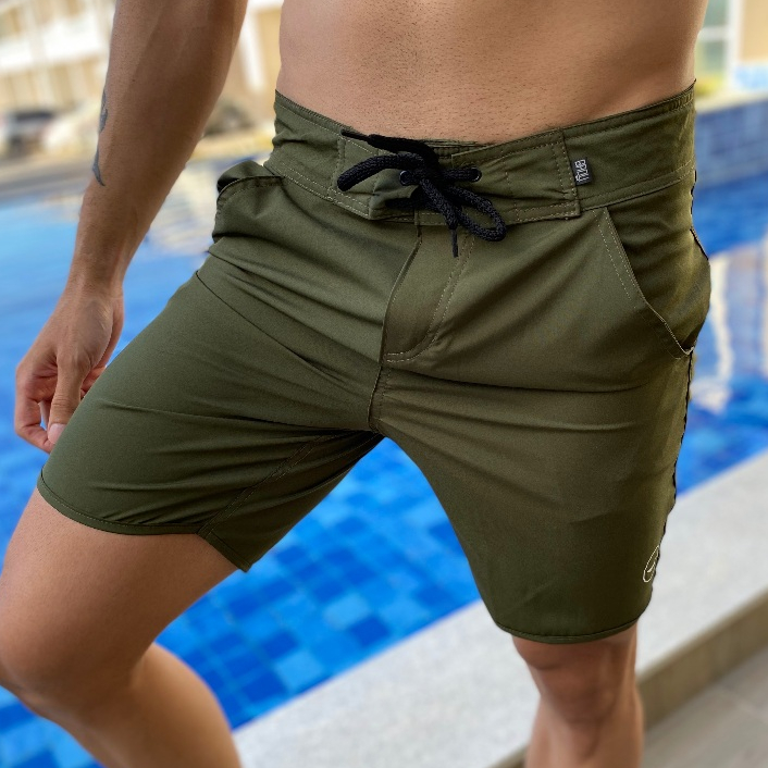 Bermuda/Short Masculina Esportiva Short para Academia e Corrida - 38 ao 44 - Verde Militar