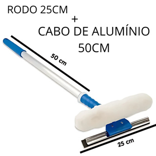 Rodo Profissional Limpa e Seca Vidro 25cm com Cabo de Aluminio 60cm em Oferta na Shopee