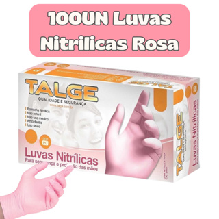 100UN Luva Nitrilica Descartável Rosa em Oferta na Shopee