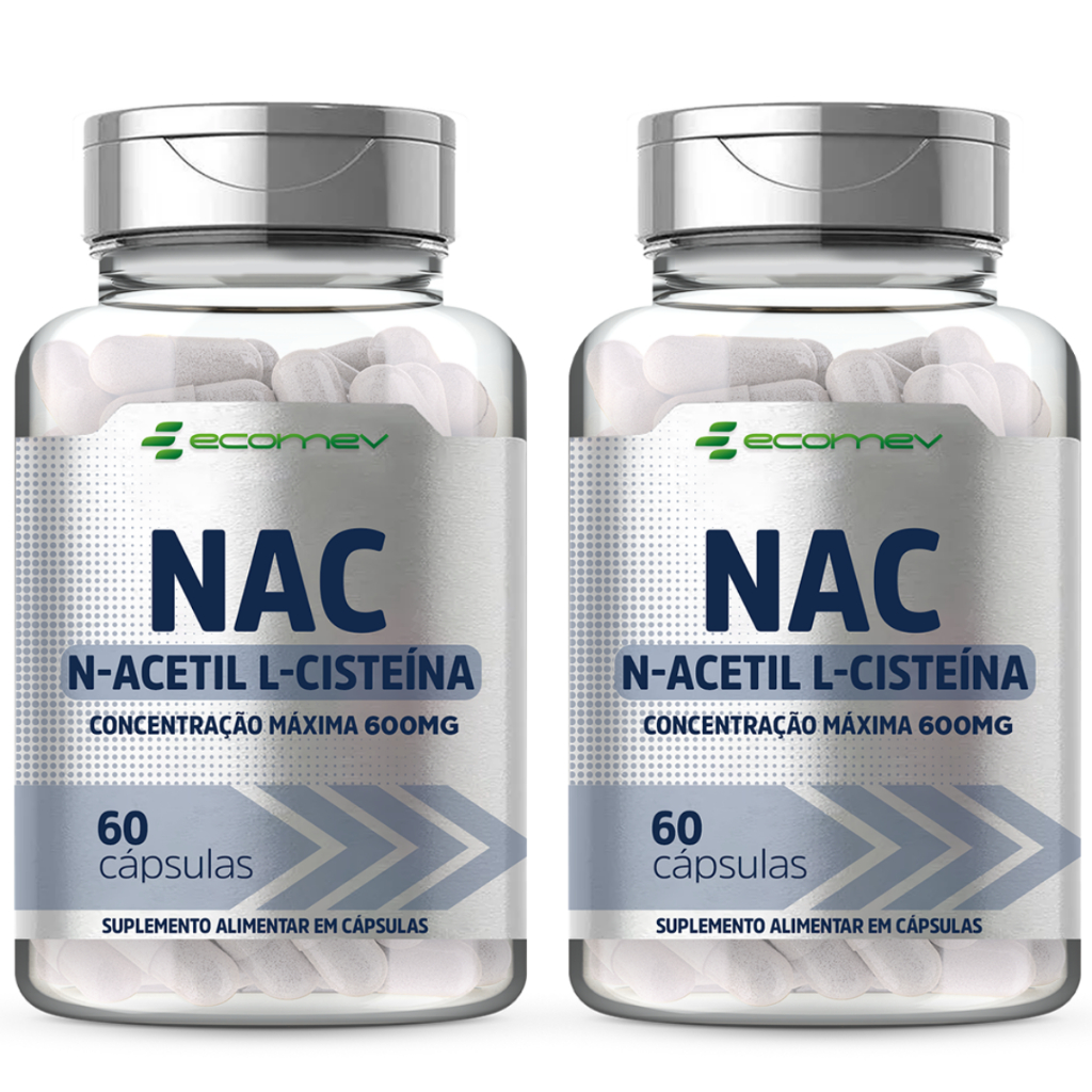 Kit 2x Nac N- Acetilcisteina 600mg (dose Maxima) 120cápsulas Ecomev
