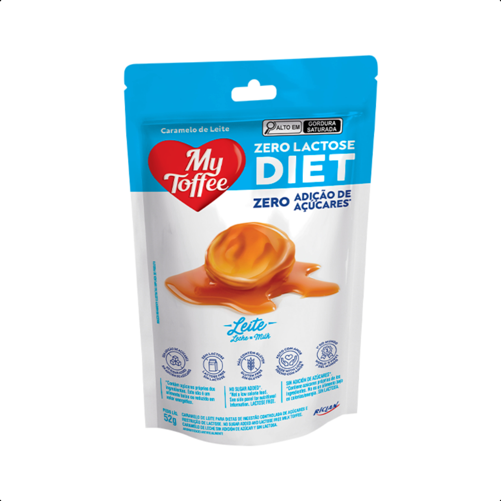Pacote Bala Diet Zero Lactose S/glútem Leite Mytoffee  - 52g