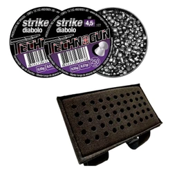 2 Latas de Chumbinho Strike Diabolo 4.5mm 500 Unidades - Technogun + Porta Chumbo