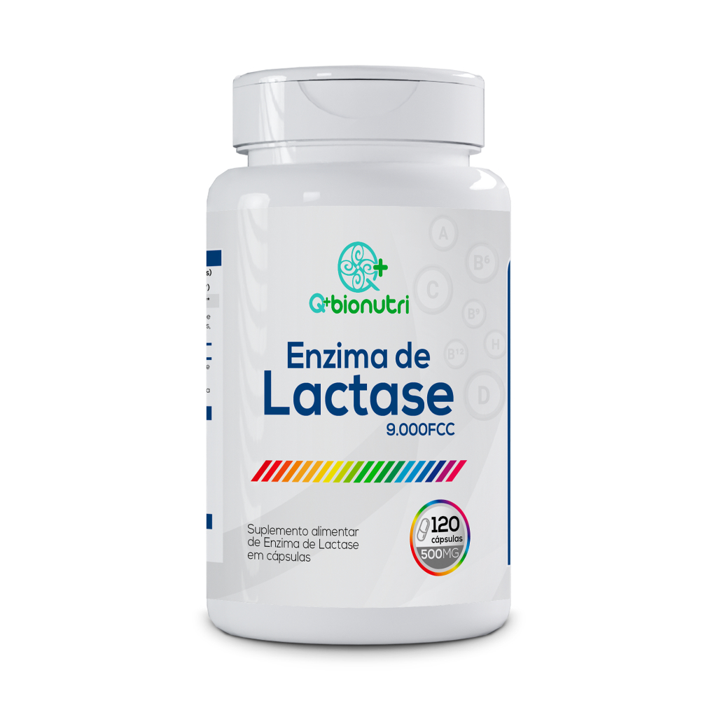 Suplemento Alimentar em cápsulas Enzima de Lactáse 9.000fcc 500mg (120 Cápsulas) Q+Bionutri