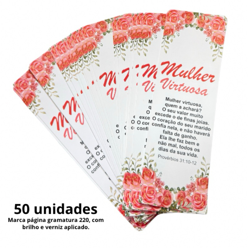 Marca Página Mulher Virtuosa Lembrancinha 50 Unidades em Oferta na Shopee