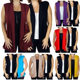 Kit 2 Coletes Feminino Alfaiataria Social Viscolycra Terceira Peça Cardigan sem Mangas Elegante em Oferta na Shopee