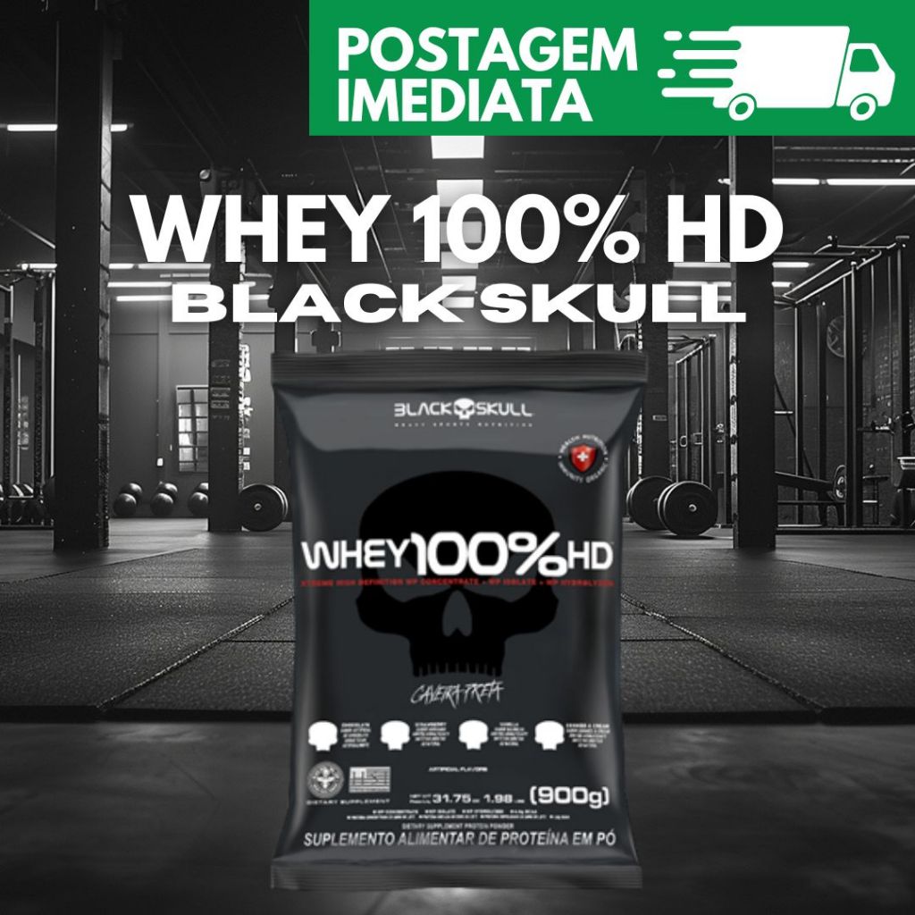 Whey 100% Hd Black Skull Chocolate Refil 900G