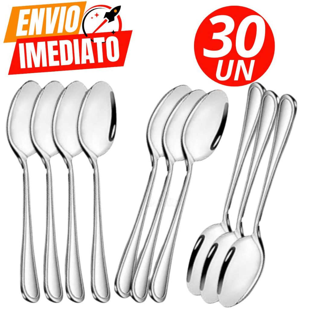 Kit Com 30 Colheres de Inox Polido Premium Colher Alta qualidade Promoção casa Cozinha Buffet Restaurante