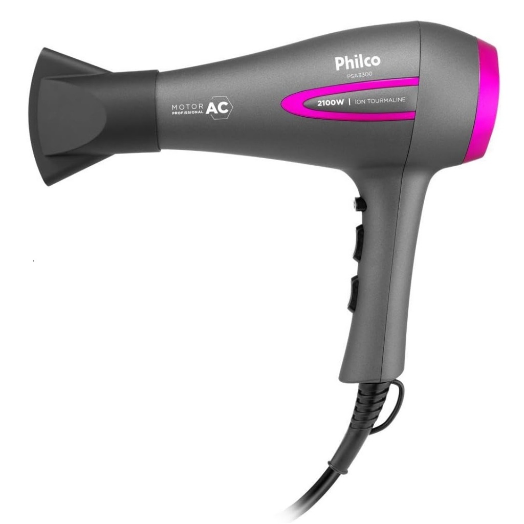 Secador de Cabelos Philco 2100W Íons Tourmaline PSA3300 em Oferta na Shopee