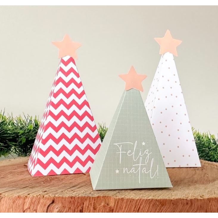 Kit com 100 Caixinhas para doce - Formato Árvore de Natal