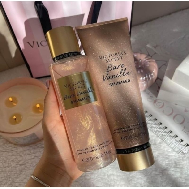 Victoria's Secret Com Brilho e Tradicional Original Body Splash Vanilla Shimmer Creme Vani...