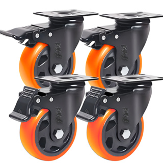 Kit 4 Rodas giratória Rodizio Grande com trava Freio Rodinhas para Moveis Pesados 3" Polegada RRJ em Oferta na Shopee