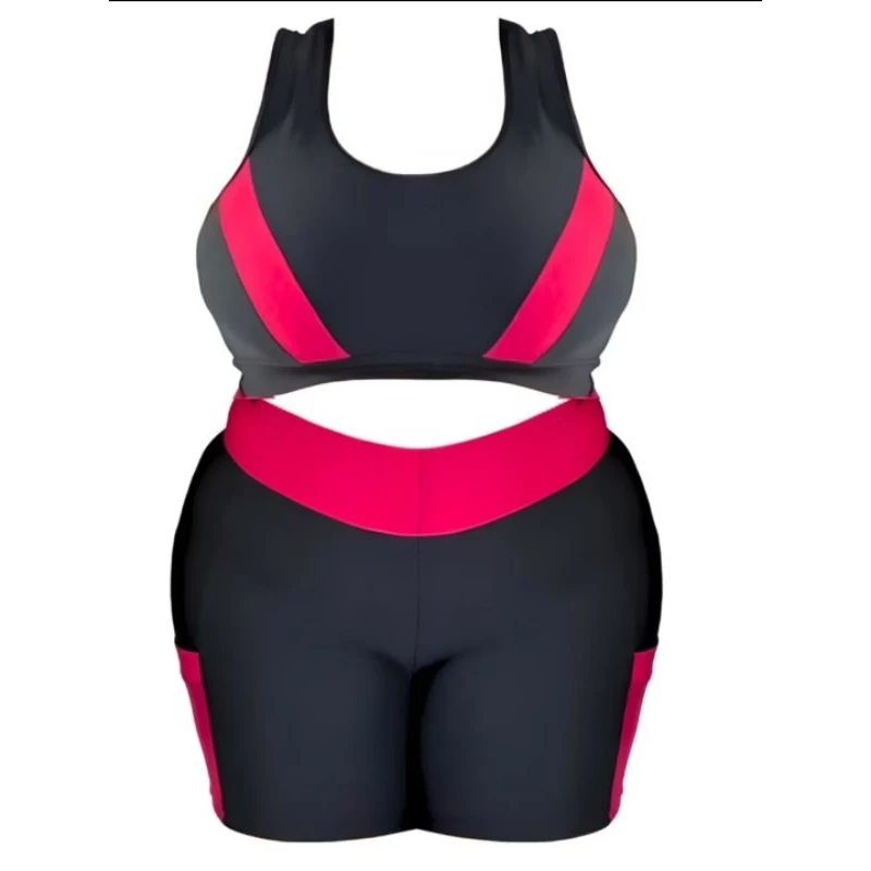 Conjunto de Academia feminino Short Com Bolso + Top Plus Size G ao EXGG (40 ao 54) modelo curves — imagem 1