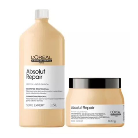L'OREAL 1.5 lt SHAMPOO e MASCARA 500g QUINOA Loreal Kit Absolut Repair Gold Quinoa .