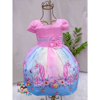 VESTIDO ANIVERSÁRIO  LIlo  ESTITE  ,UNICÓRNIO LUXO, Wandinha , SAiote em Oferta na Shopee
