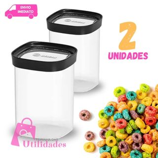 Pote Hermético 1 Litro Conjunto De 2 Unidades Porta Mantimentos Grãos Biscoito Cozinha Organização