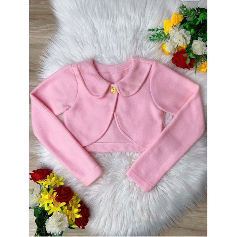 Bolero Infantil Rosa Soft Com Gola Luxo