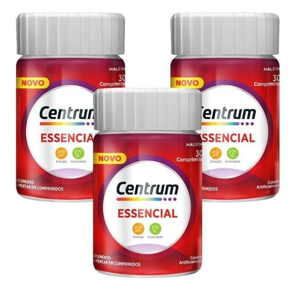 KIT 03UNID Polivitamínico Centrum Essencial 30 comprimidos cada