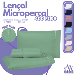 Kit Jogo de Lençol 03 e 04 Peças Micropercal 400 Fios Ponto Palito Cama Solteiro Padrão e Queen