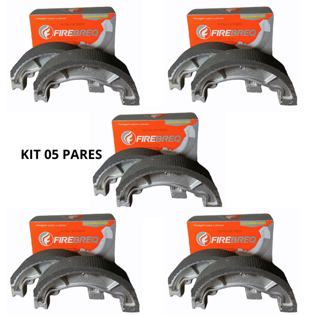 Kit 05 Pares Patim Lona De Freio *0,75* Titan 125 Titan 150 Fan 125 Fan 150 Tras Firebreq