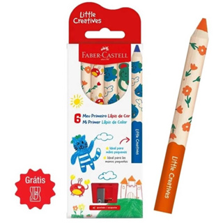 Meu Primeiro Lapis de Cor Little Creatives c/ 06 Cores + Apontador - Escolar / Faber-Castell em Oferta na Shopee