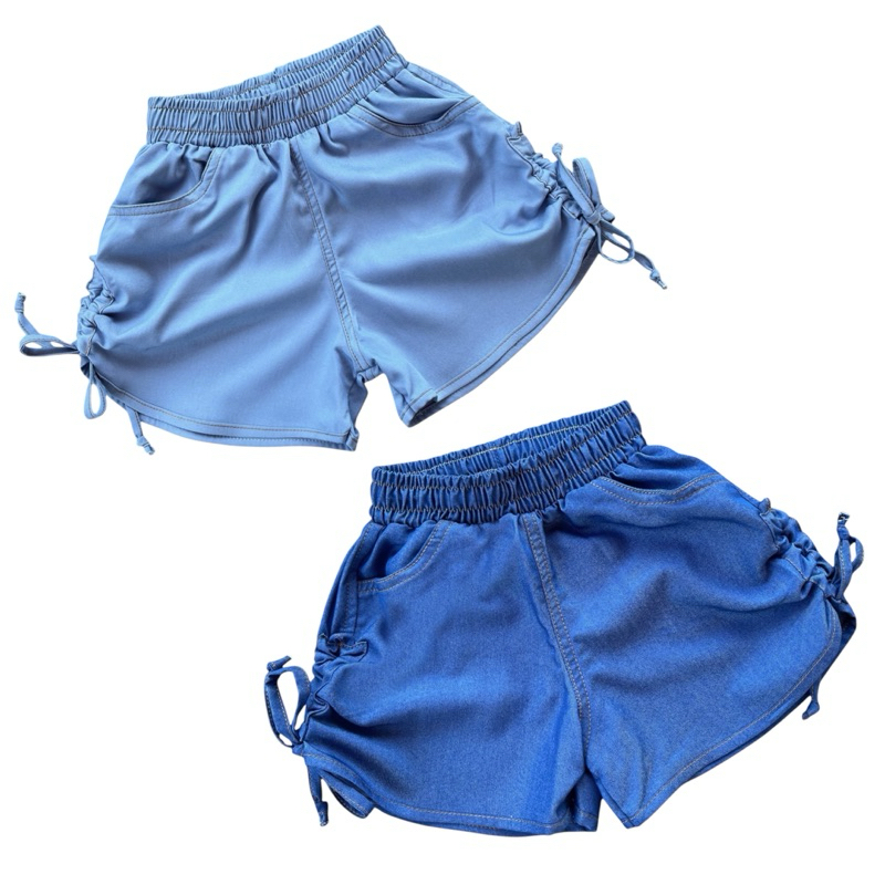 Short Jeans Feminino Infantil com Elástico Coleção Verão 2025