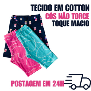 Kit 3 bermuda cotton infantil menina - short modelo ciclista em Oferta na Shopee