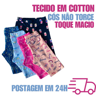 Kit 5 bermuda cotton infantil menina - short modelo ciclista em Oferta na Shopee