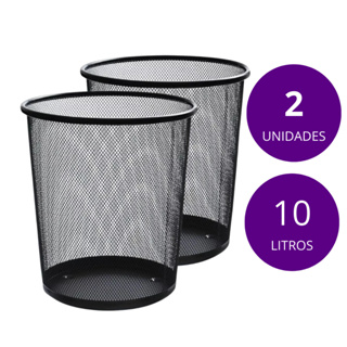 Lixeira Metal Aramado Cesto de lixo Redonda Para Escritorio Casa Quarto 10L Kit 1 ou 2 em Oferta na Shopee