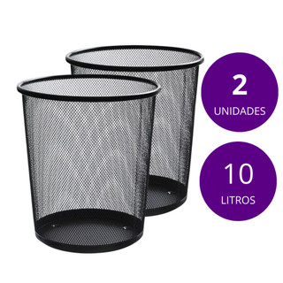 Lixeira Metal Aramado Cesto de lixo Redonda Para Escritorio Casa Quarto 10L Kit 1 ou 2