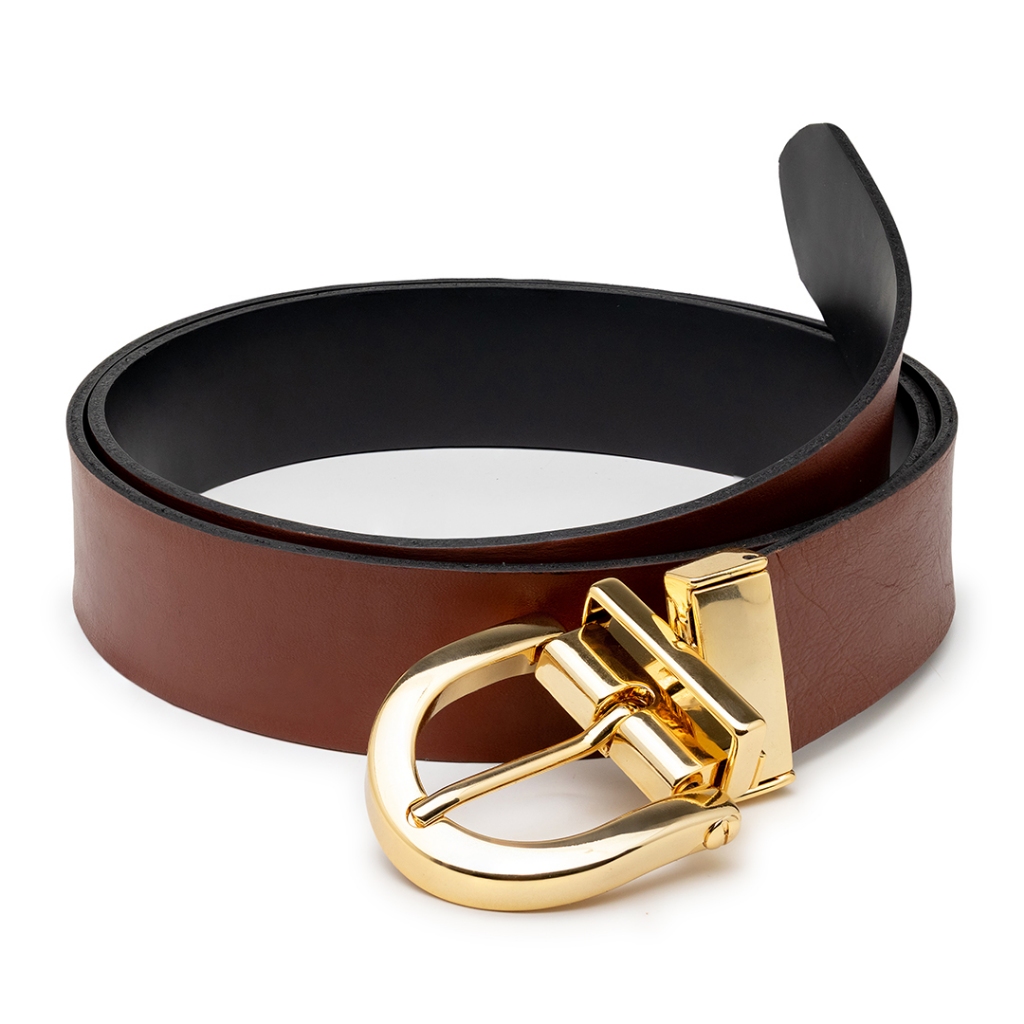 Cinto Feminino Dupla Face Fivela Dourada Giratória Couro Legítimo Original em Oferta na Shopee