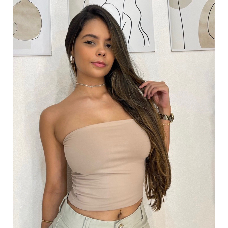 Top Tube Top Faixa Tomara Que Caia Feminino Suplex Várias Cores Básico Sem Bojo
