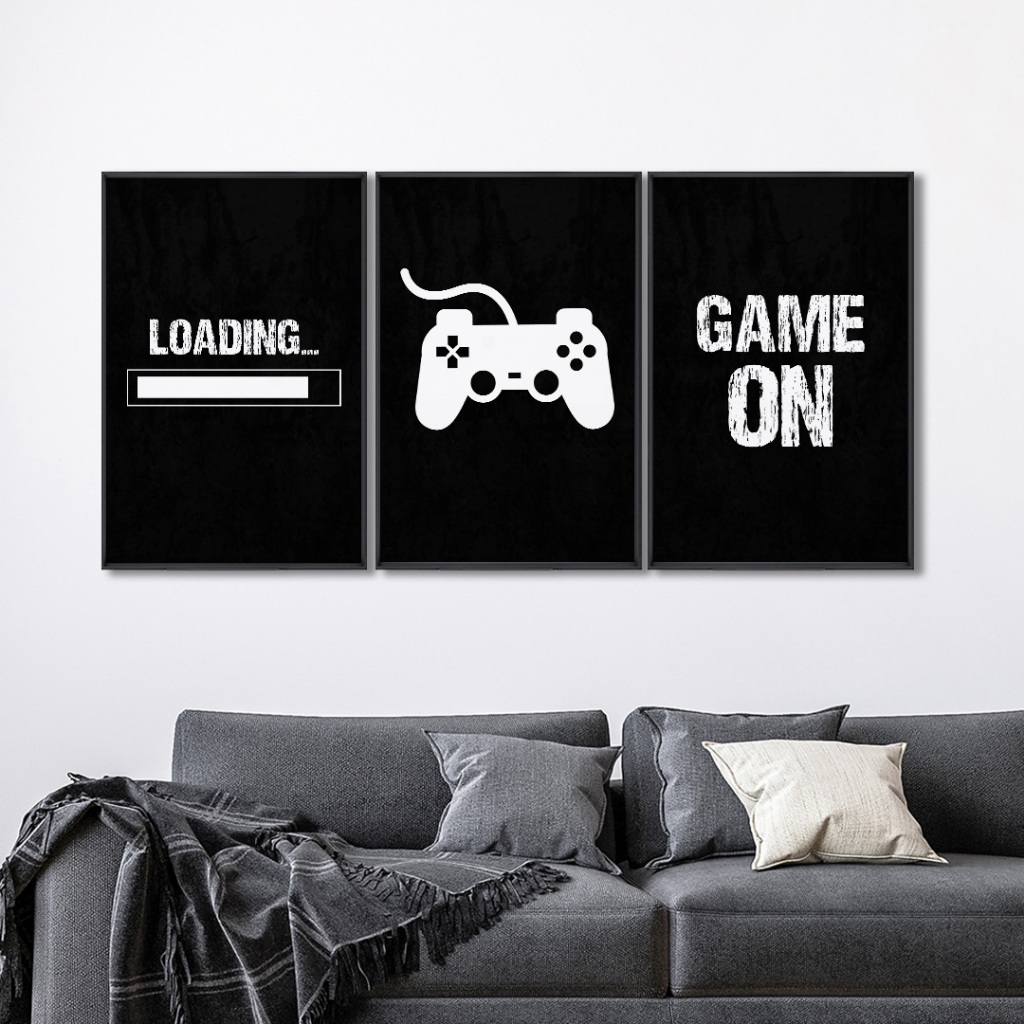 Quadro Decorativo Jornada Gamer: Do Carregamento à Ação com Moldura Sala Quarto Escritorio