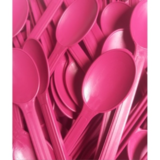 100 colheres rosa descartável reforcada e flexível para sorvete e sobremesa em Oferta na Shopee