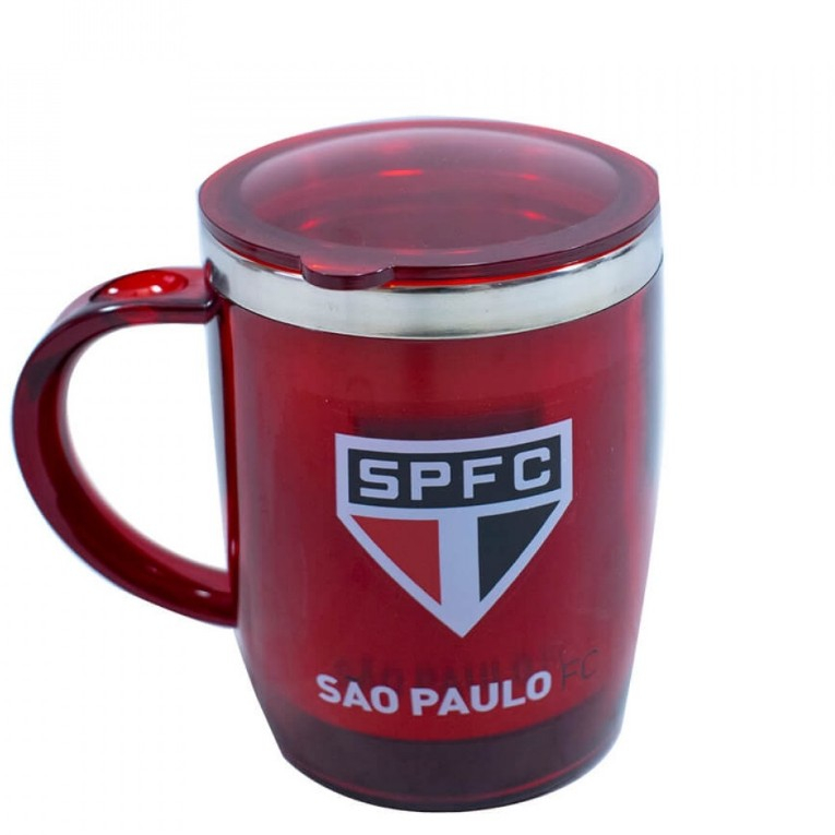 CANECA SÃO PAUO FC TÉRMICA COM TAMPA ORIGINAL 450ML OFICIAL DO CLUBE