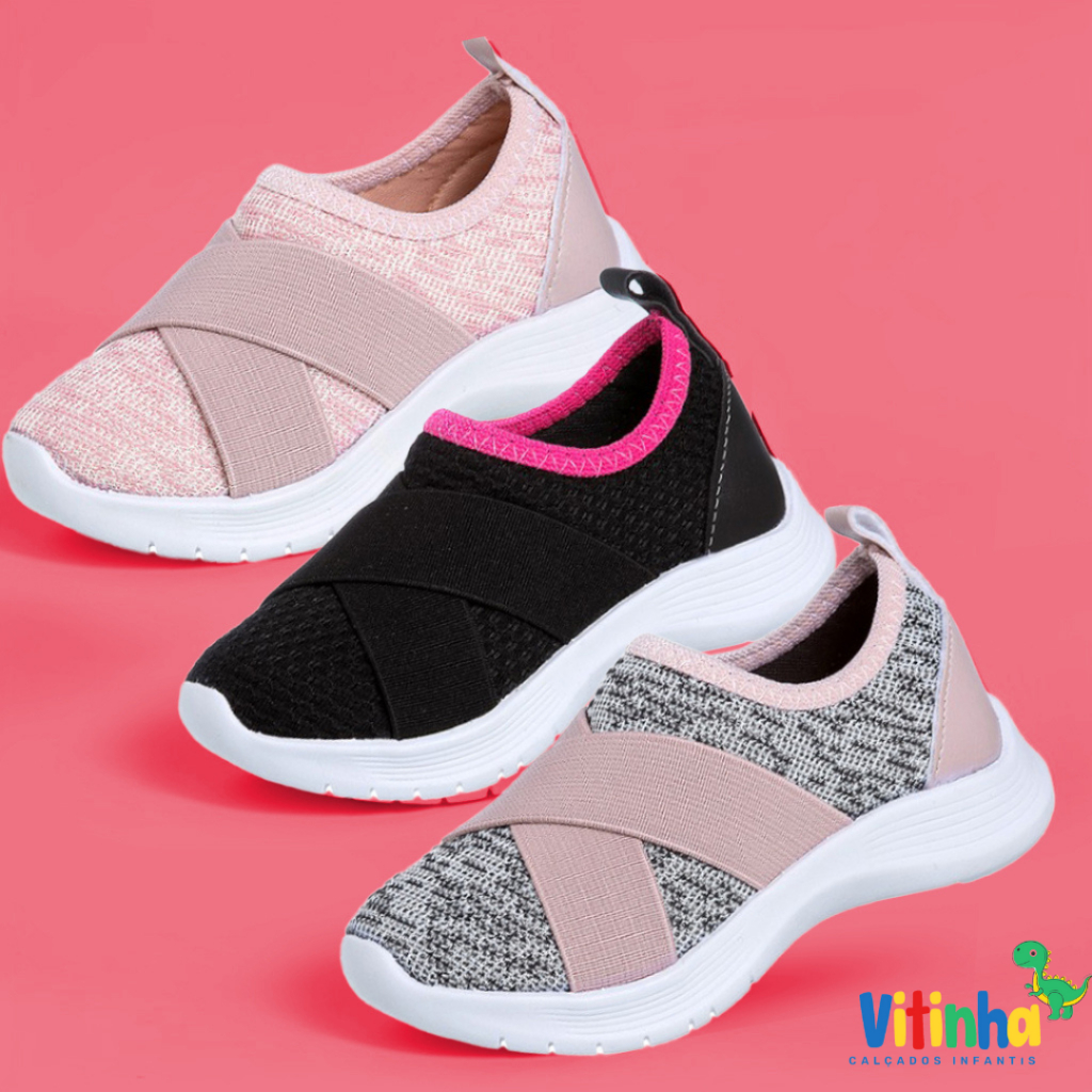 Tênis Meia Infantil Calce Fácil, Sola Macia, Menina Bebe Sapatinho  Diversas Cores em Oferta na Shopee