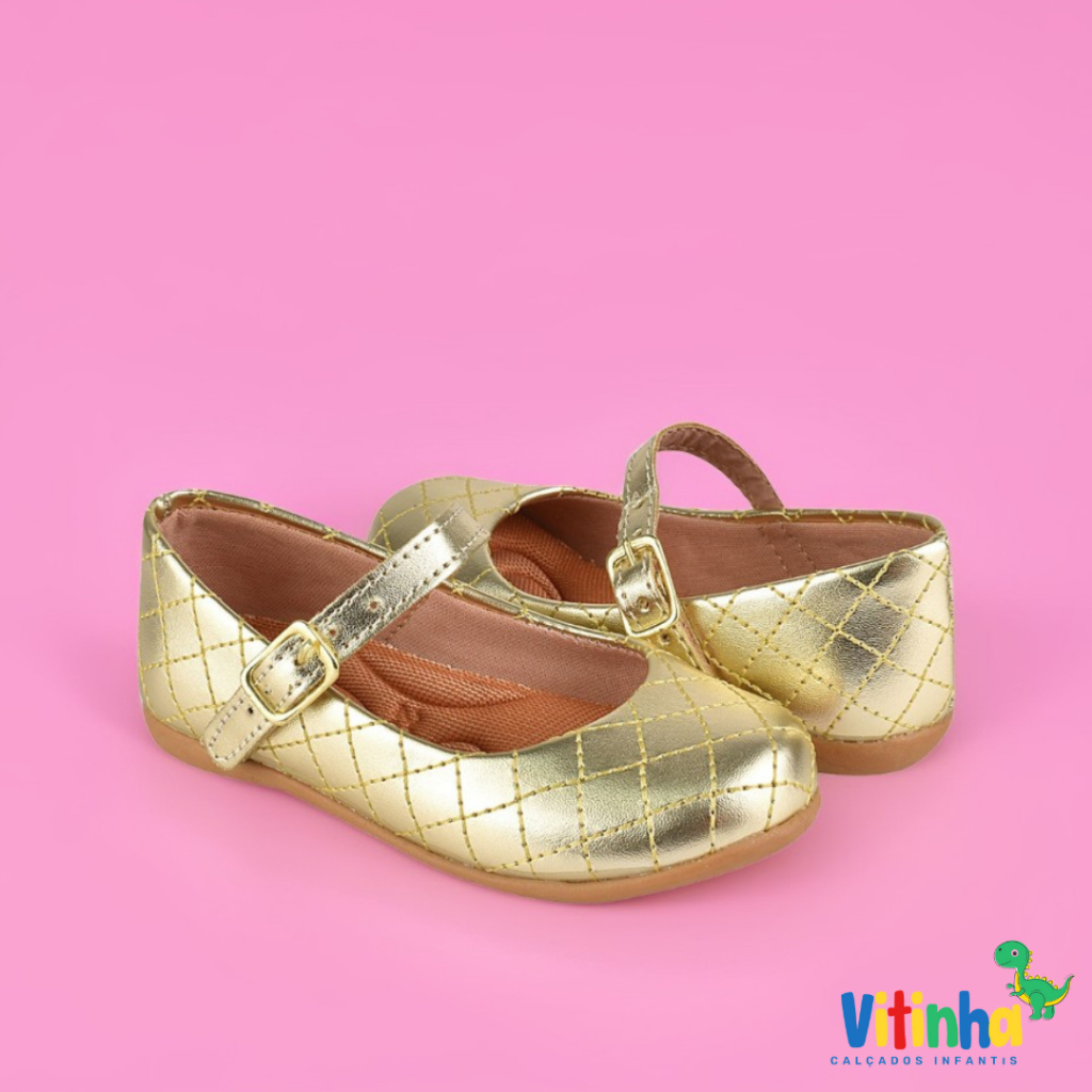 Sapatilha Infantil Feminina Barato Casual Sapato Boneca Festa Dourado em Oferta na Shopee