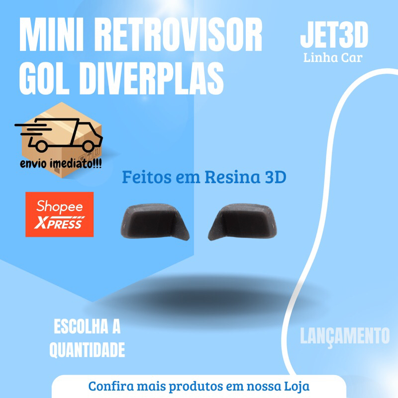 Mini Retrovisor Gol Diverplas feito em Resina 3D