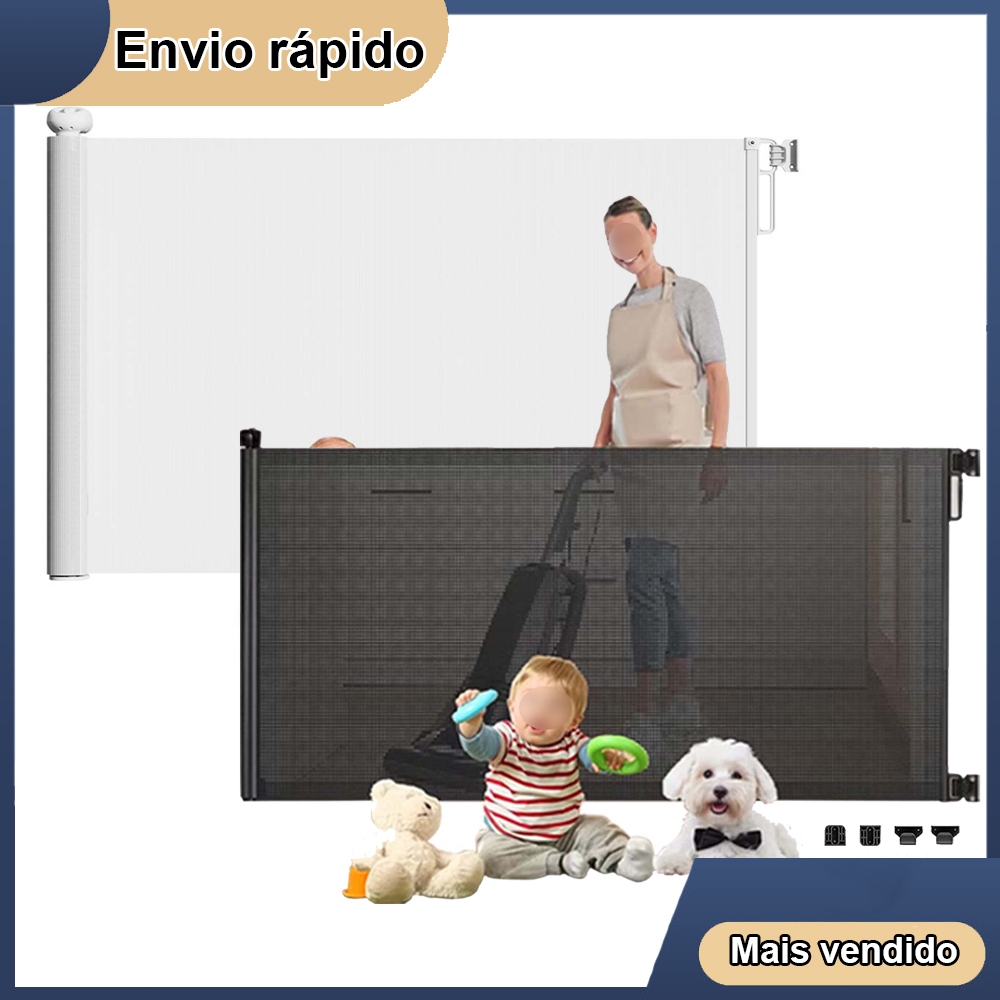 Portão retrátil de segurança para bebês, cães e cachorros, portão de escada para crianças