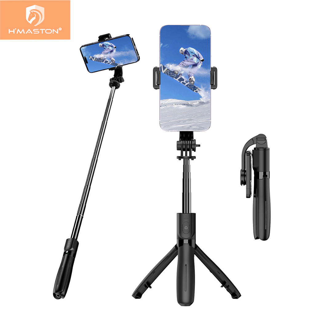 H'maston ZP-16 Bastão Tripé Mini 360º Pau De Selfie Bluetooth 3 em 1 Celular em Oferta na Shopee