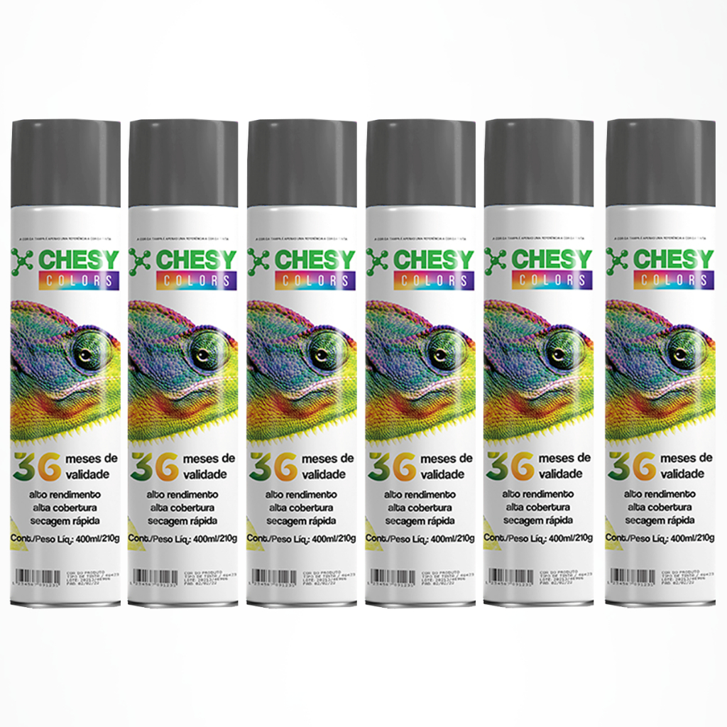 Kit 6 Latas de Tinta Spray Metalico Aluminio 400ml Chesy em Oferta na Shopee