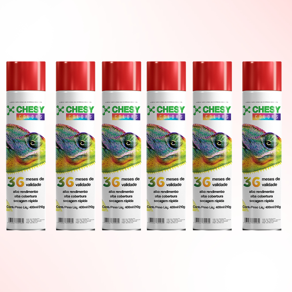 Kit 6 Latas de Tinta Spray Luminosa Vermelho 400ml Chesy em Oferta na Shopee