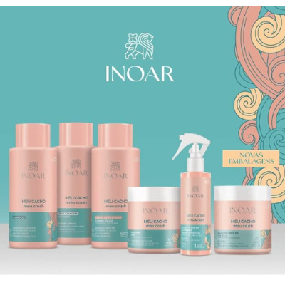 KIT INOAR MEU CACHO MEU CRUSH SH+COND+MÁSC.+GELATINA+CREME DE PEN. 5X500G+FLUIDO ATIVADOR  200ML