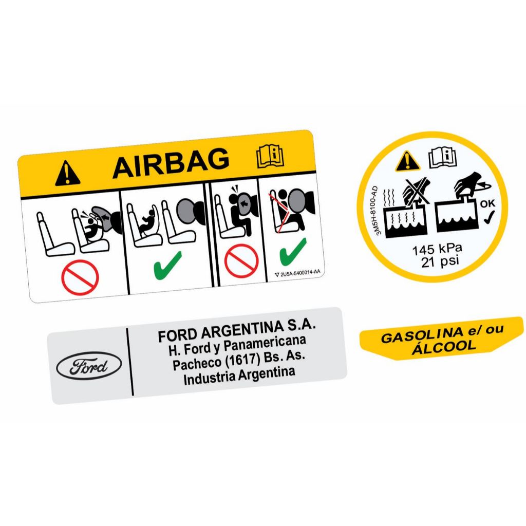 Adesivos Advertência Cofre Motor Ford Focus 3a Geração 2014 A 2019