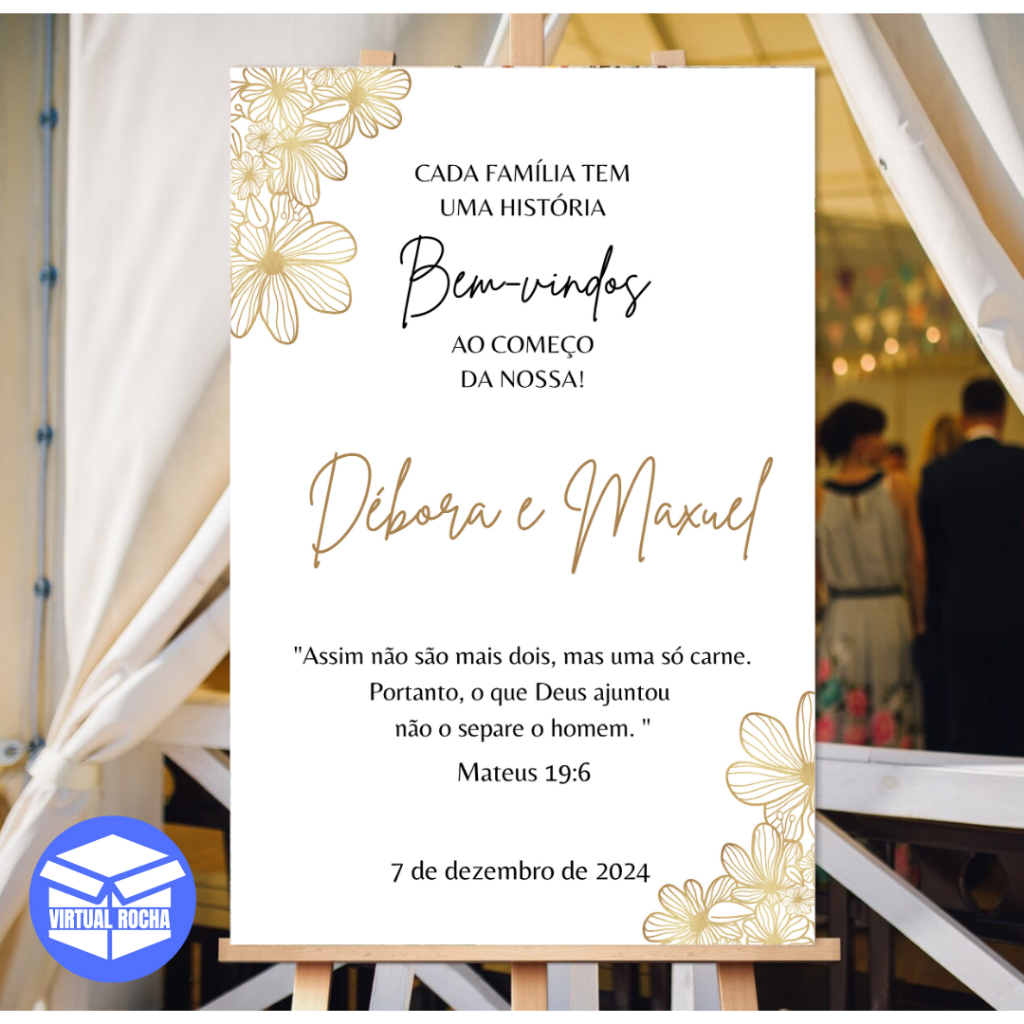 Placa Decorativa Bem-Vindo Entrada Casamento Folhagem Dourada MDF em Oferta na Shopee