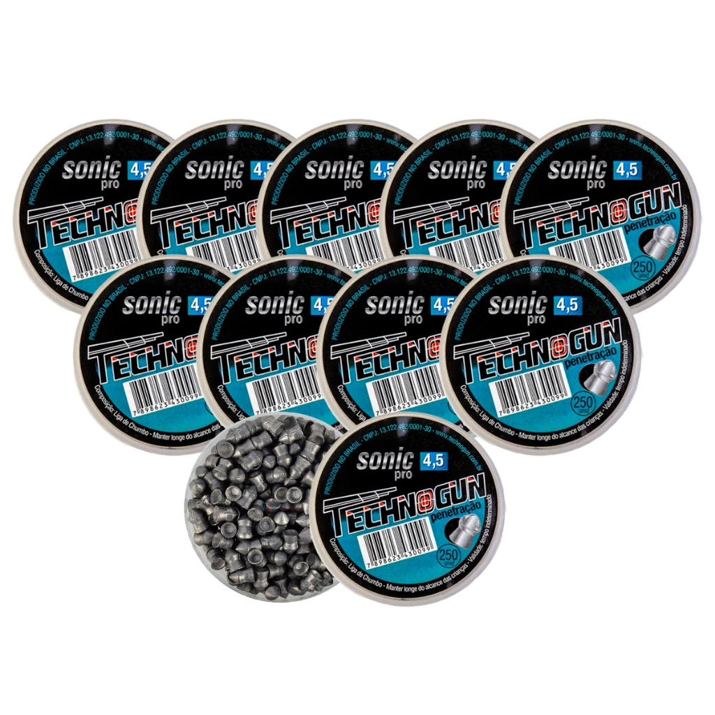 10 Latas de Chumbinho Sonic Pro 4.5mm 2500 Unidades - Technogun em Oferta na Shopee