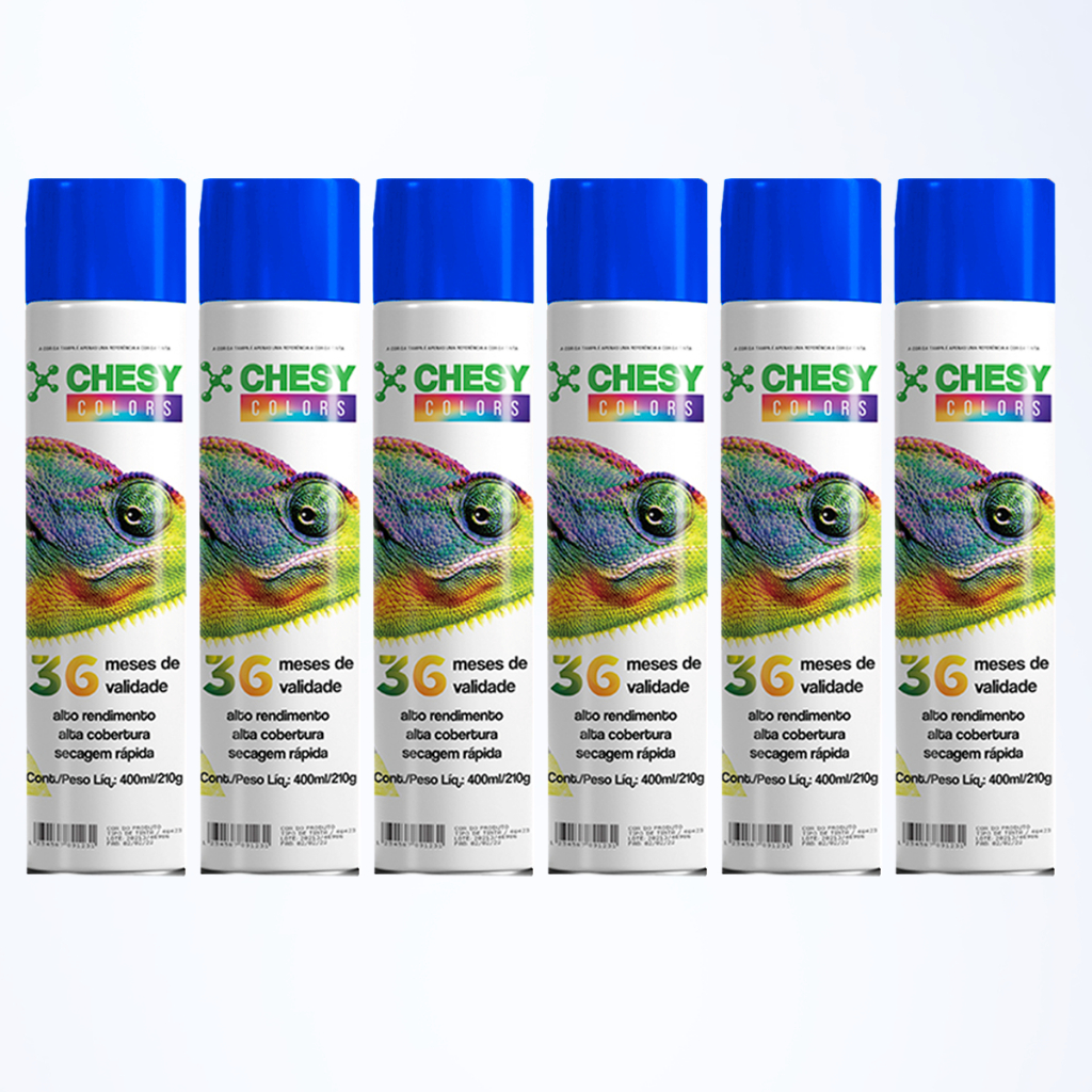 Kit 6 Latas de Tinta Spray Uso Geral Azul Escuro 400ml Chesy em Oferta na Shopee