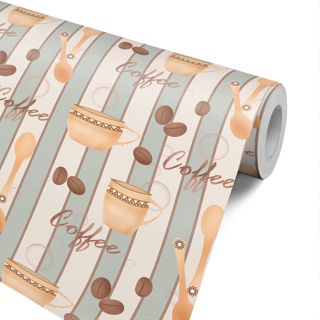 Papel de Parede Adesivo Coffe Xicaras Listrado Café Decoração Cafeteria Cozinha Cantinho do Café em Oferta na Shopee