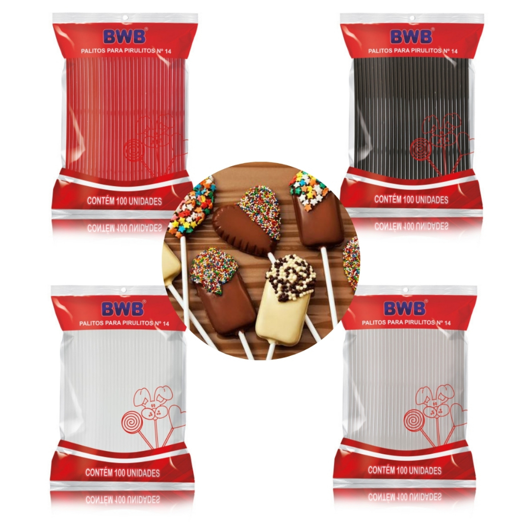 Palitos Para Pirulito Nº14 Pct C/100 Unidades BWB em Oferta na Shopee