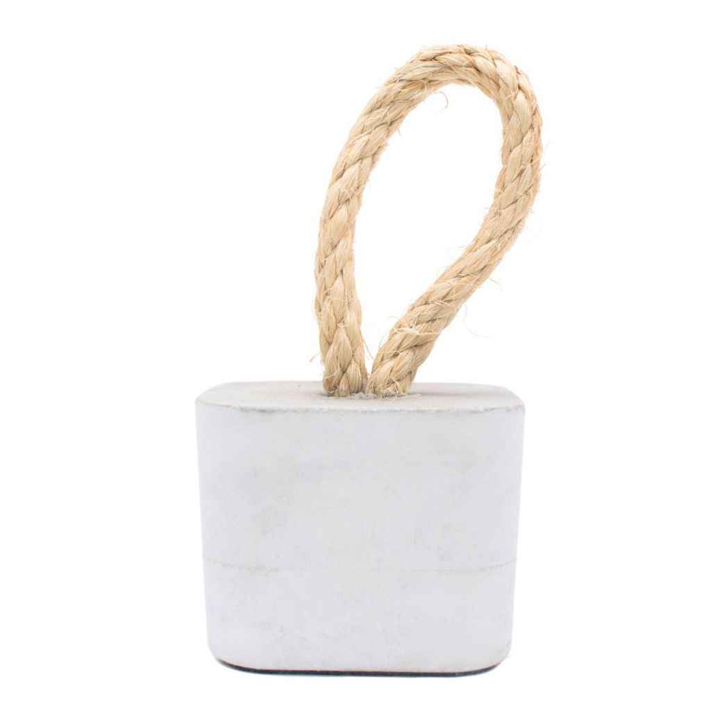 Peso de Porta Decorativo Cubo 1,5Kg Concreto com Base Anti Risco