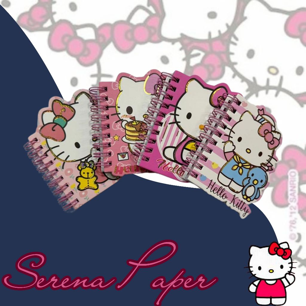 MINI BLOQUINHO DE ANOTAÇÕES HELLO KITTY COM FOLHAS DECORADAS / PAPELARIA FOFA / MATERIAL ESCOLAR